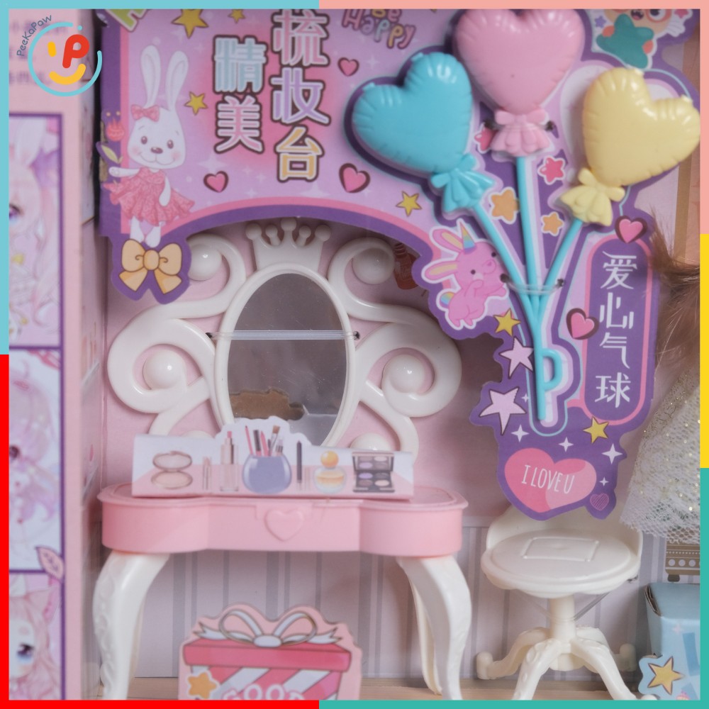 Hộp búp bê kèm phụ kiện phòng ngủ dễ thương cho bé 50cm 89026 PeeKaPaw Toys