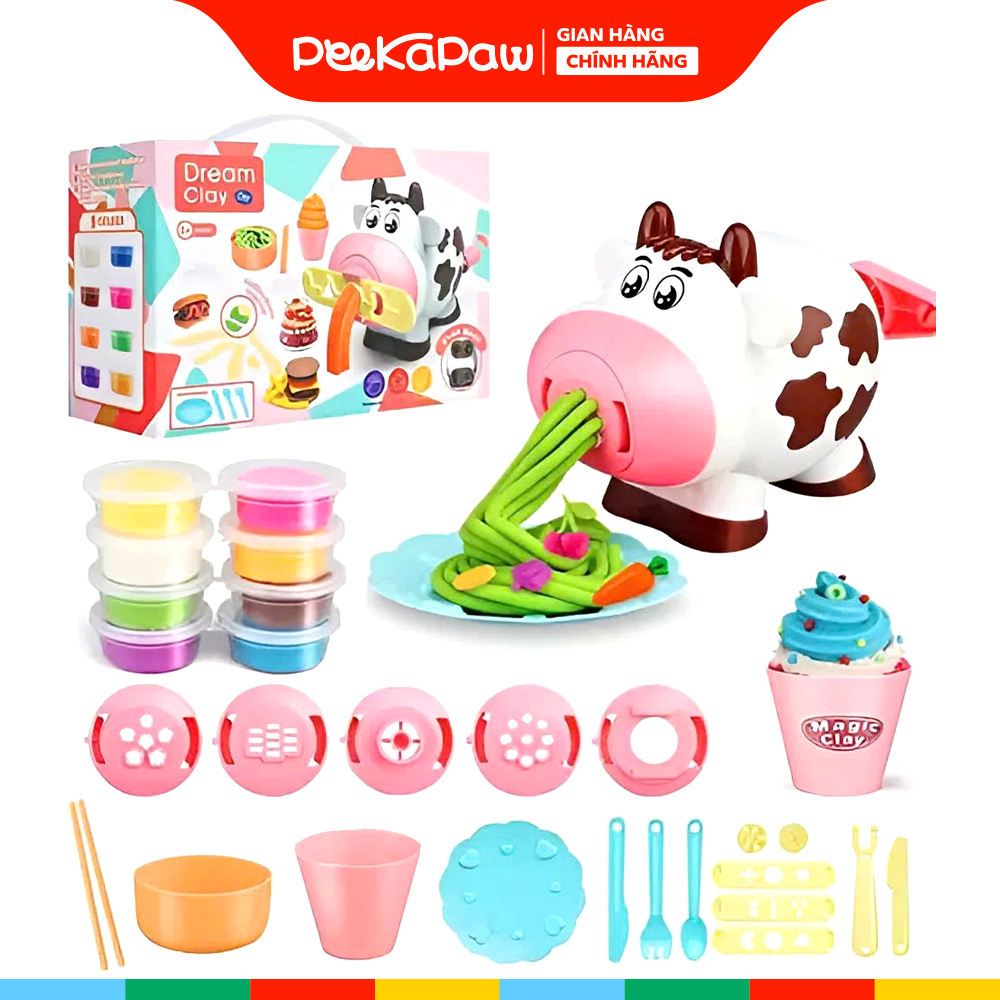 Đồ chơi Đất sét khuôn nặn Bò sữa cán sợi mì 666-7 PeeKaPaw Toys