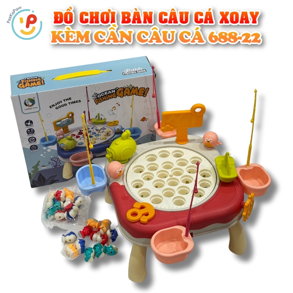 Đồ chơi bàn câu cá xoay kèm cần câu và cá mini 688-22 PeeKaPaw Toys