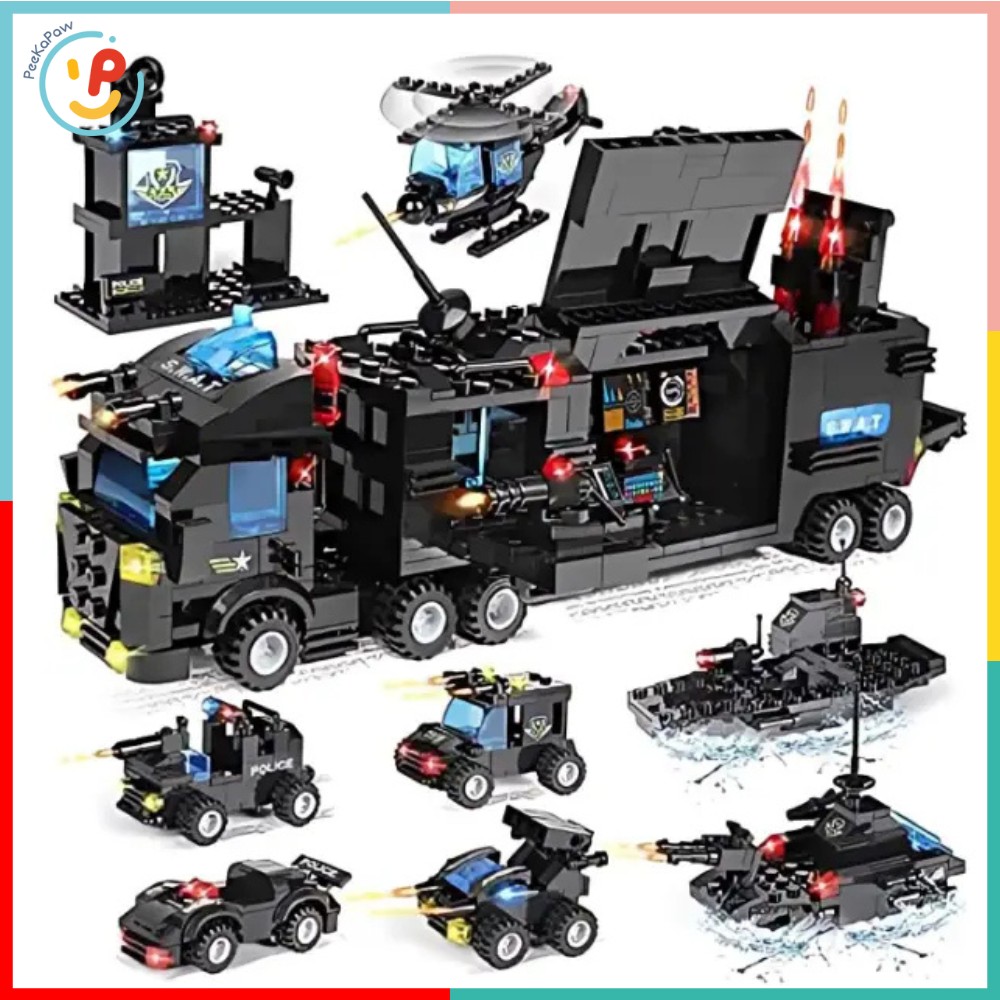 Bộ Lắp Ráp City SWAT Super Police LX.A394 554 Mảnh 8in1 Kèm 3 Nhân Vật – PeeKaPaw Toys