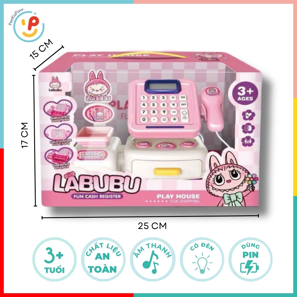 Đồ Chơi Máy Tính Siêu Thị Labubu Cho Bé Có Âm Thanh 1111-171 Peekapaw Toys
