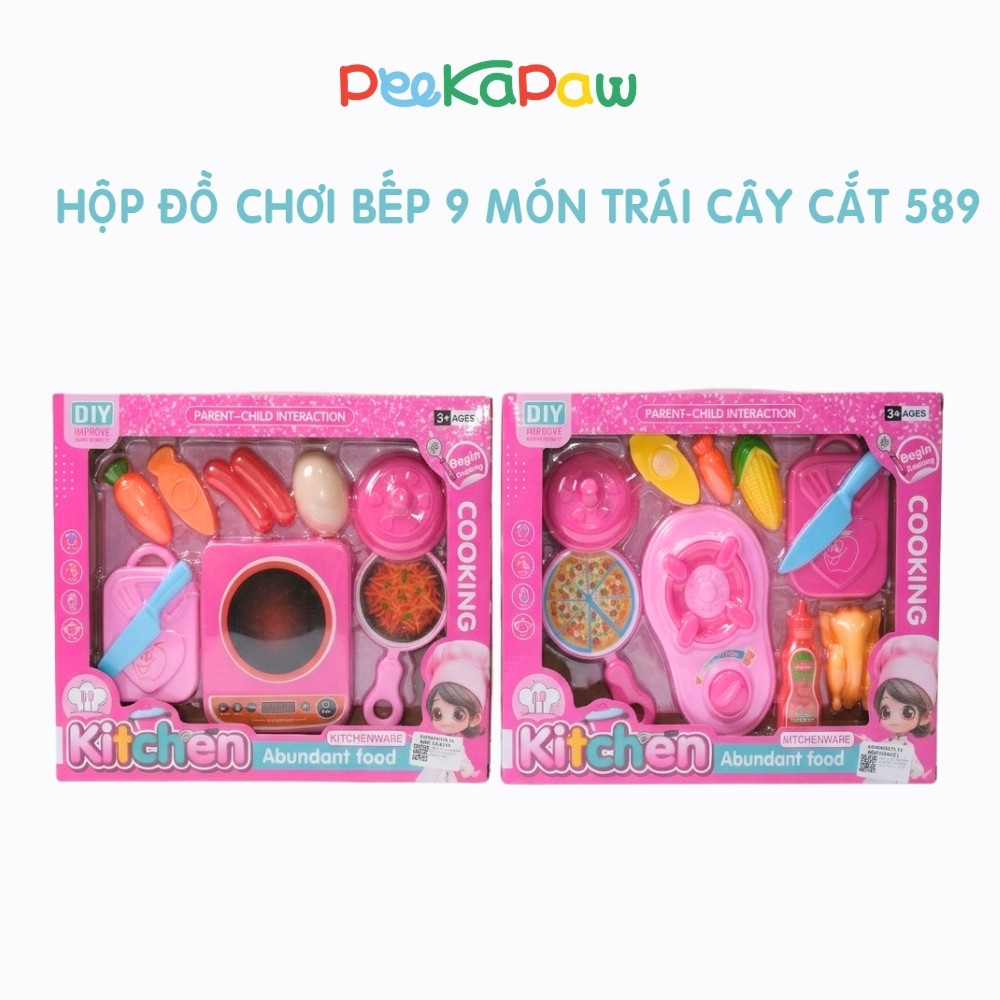 Hộp Đồ Chơi Bếp 9 Món Bếp Ga Bếp Điện Trái Cây Cắt 589 PeeKaPaw Toys