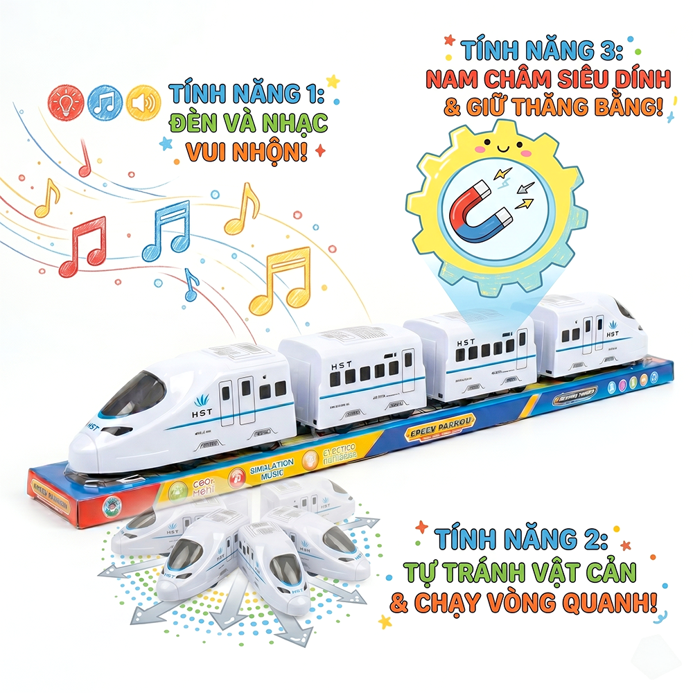 Tàu cao tốc chạy pin có đèn nhạc 67cm 019 PeeKaPaw Toys