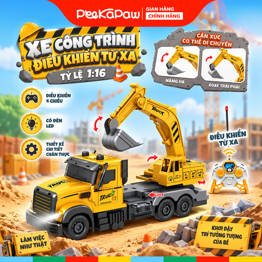 Xe điều khiển mẫu xe công trình xe cứu hoả 6677 PeeKaPaw Toys