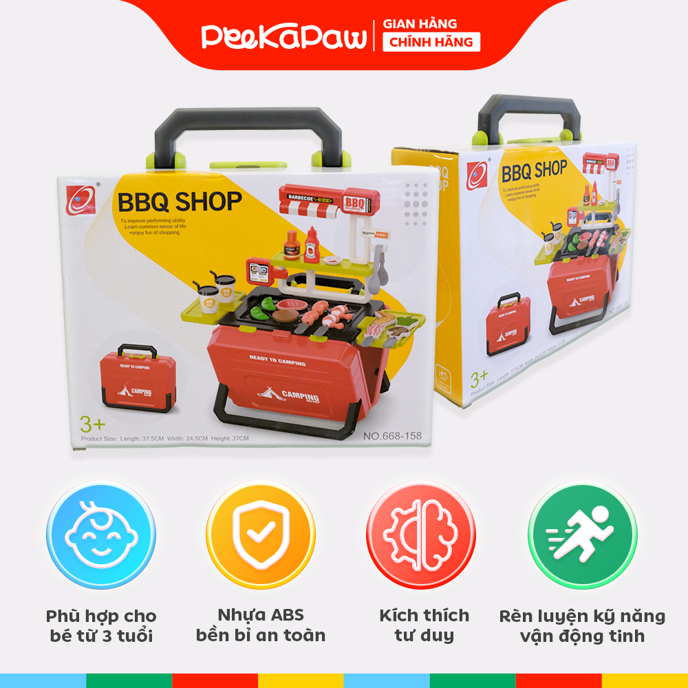 Vali đồ chơi bếp nướng BBQ cắm trại 668-158 PeeKaPaw Toys