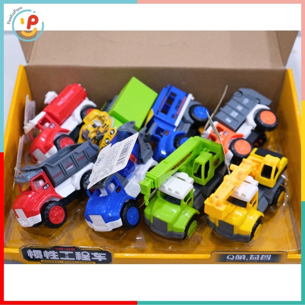 Hộp 8 xe công trình chạy trớn mini 651 PeeKaPaw Toys