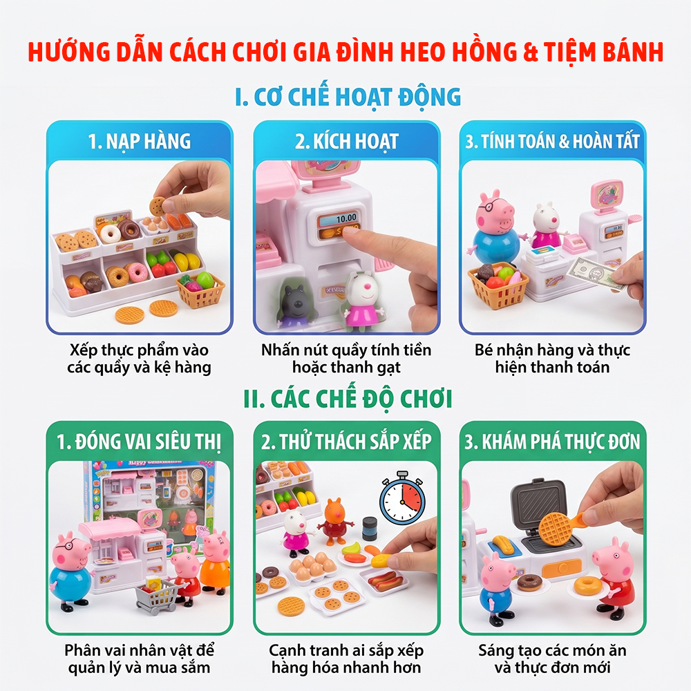 Đồ Chơi Gia Đình Heo Hồng và Cửa hàng mini YM266-34 PeeKaPaw Toys