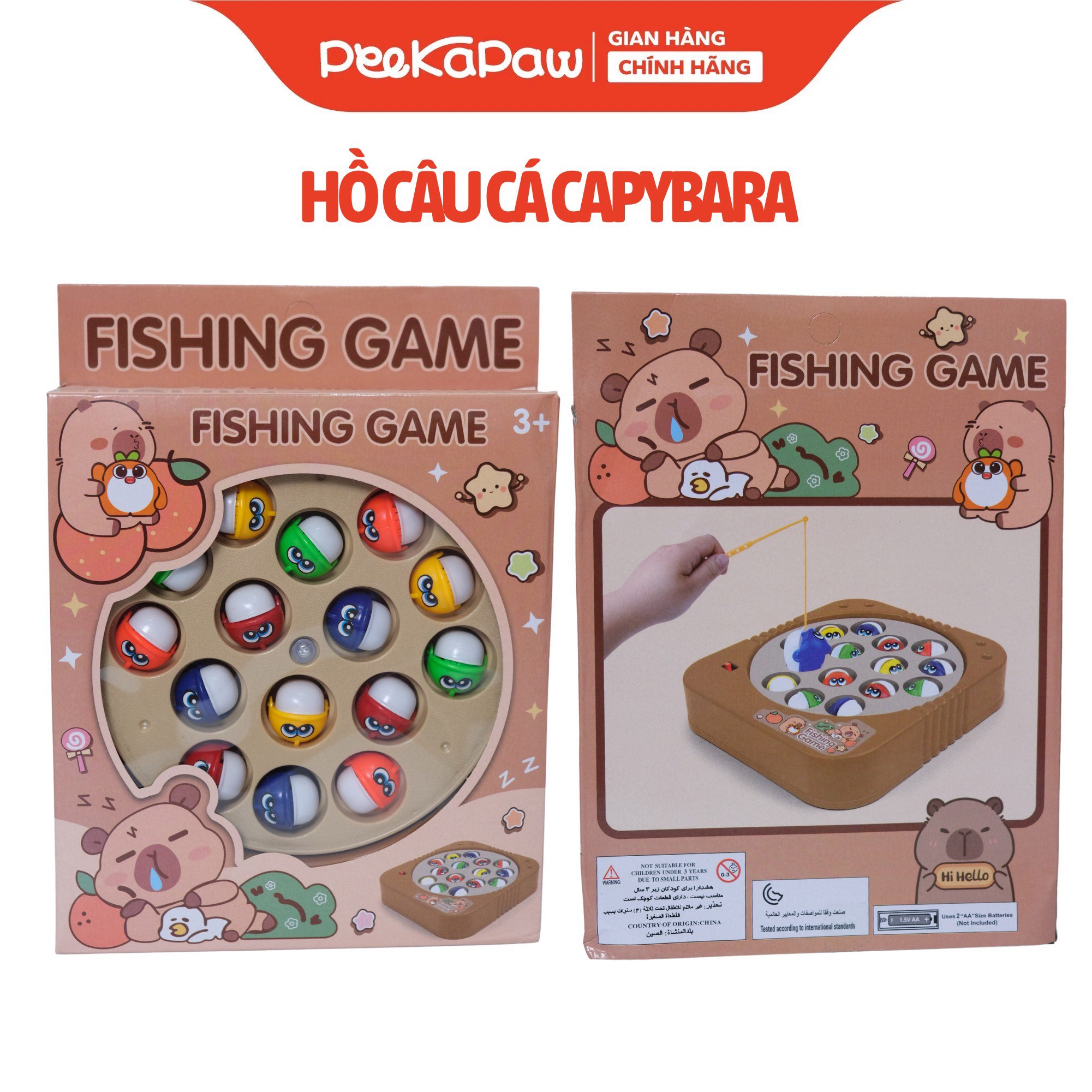 Hồ câu cá bàn xoay 15 con Labubu Capybara dễ thương đồ chơi tuổi thơ 6812 PeeKaPaw Toys