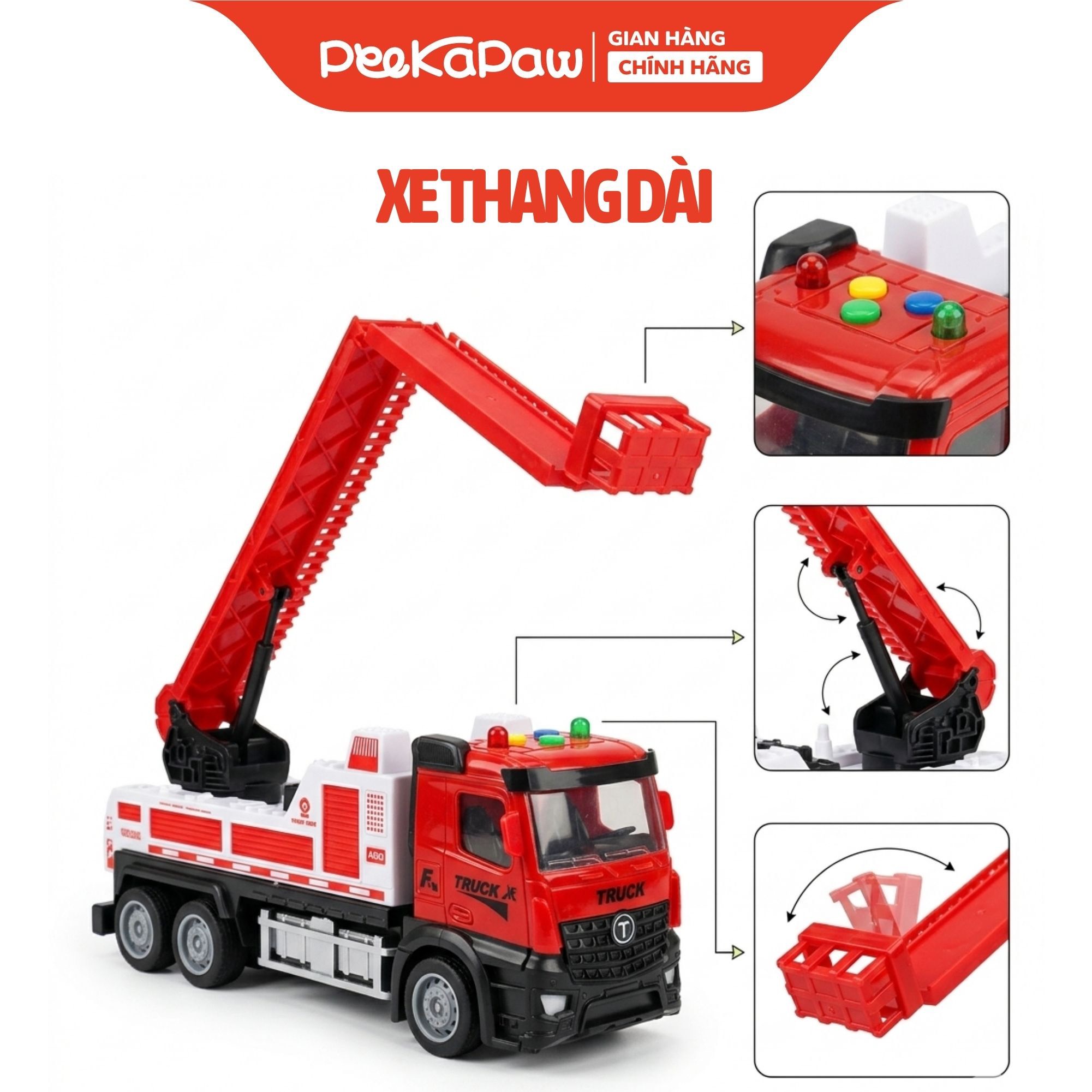 Xe Công Trình Mô Hình Có Đèn Âm Thanh Cho Bé Xe Ben Xe Cẩu Xe Thang YJT-NX236 PeeKaPaw Toys
