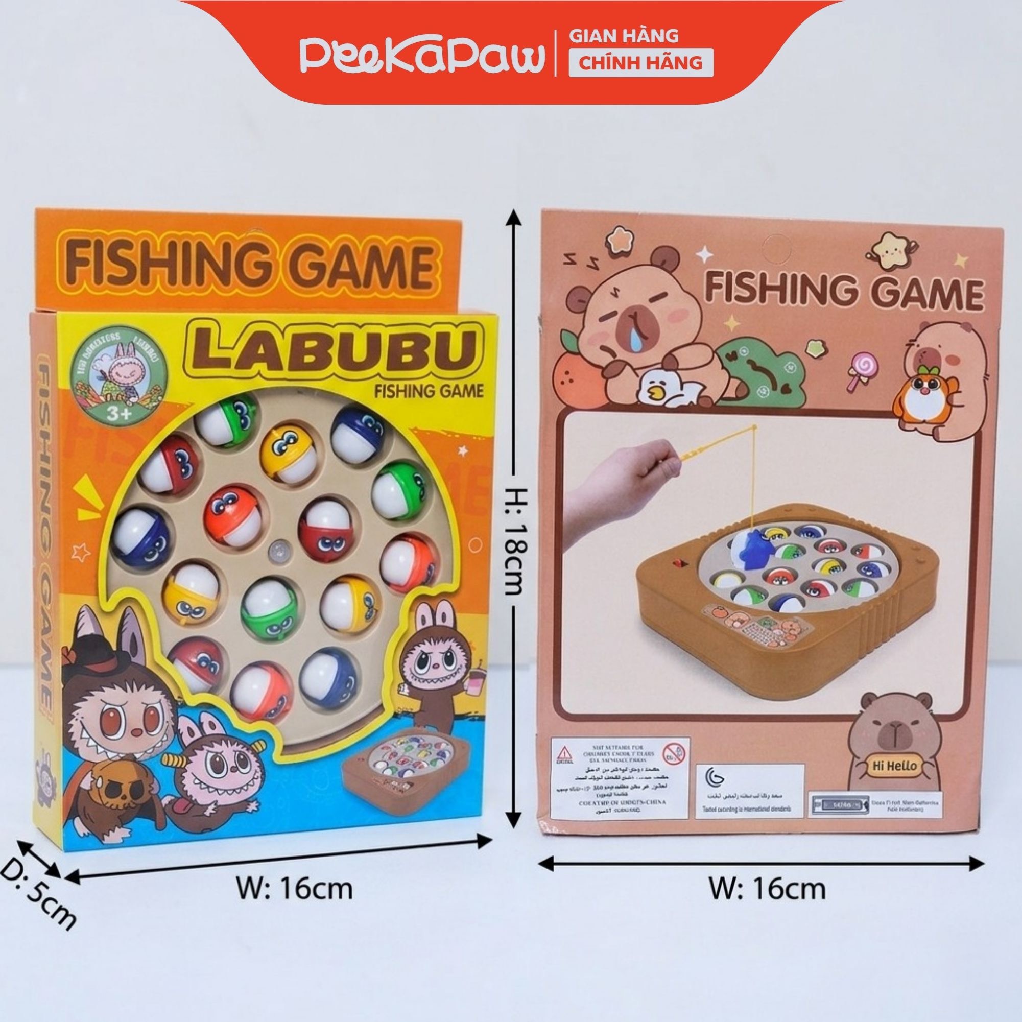 Hồ câu cá bàn xoay 15 con Labubu Capybara dễ thương đồ chơi tuổi thơ 6812 PeeKaPaw Toys