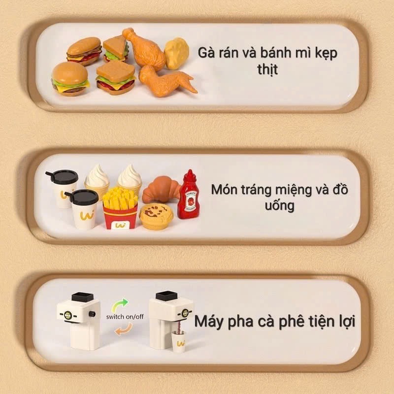 Đồ chơi cửa hàng thức ăn nhanh máy cafe dùng pin có âm thanh 668-140 PeeKaPaw Toys