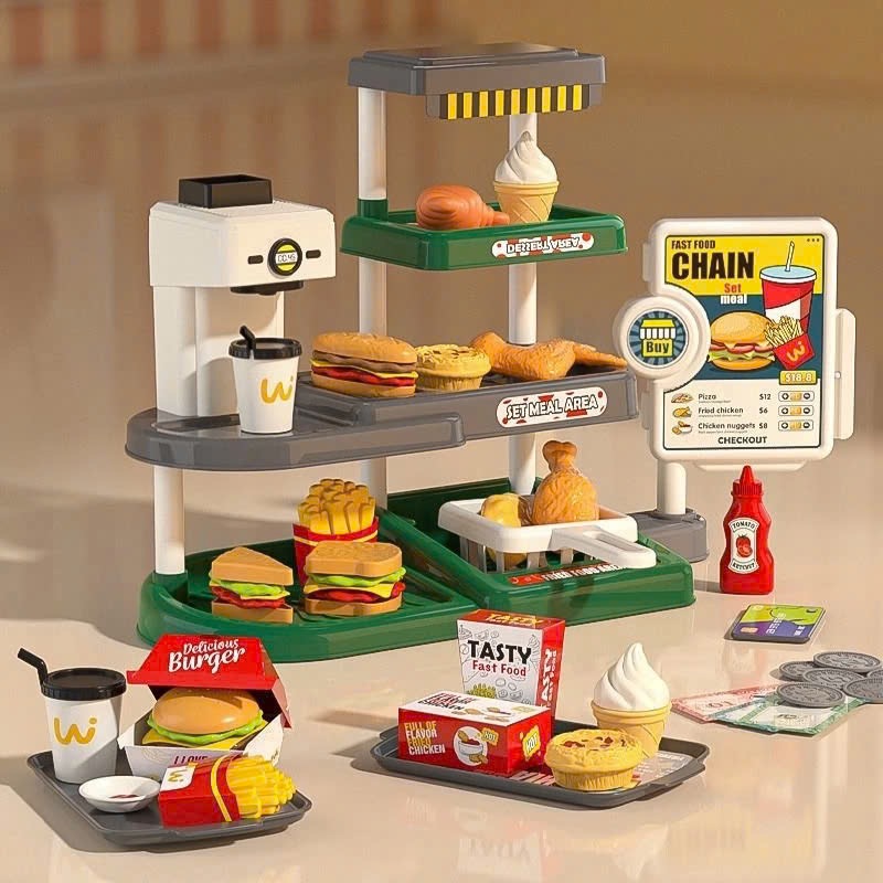 Đồ chơi cửa hàng thức ăn nhanh máy cafe dùng pin có âm thanh 668-140 PeeKaPaw Toys