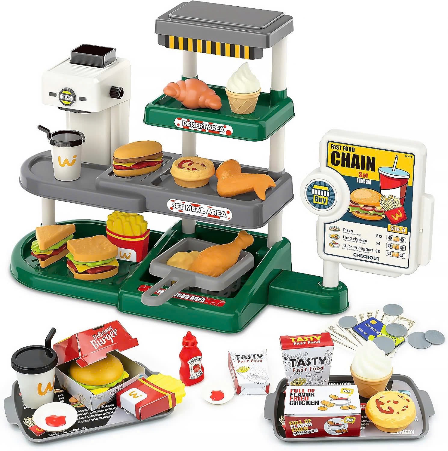 Đồ chơi cửa hàng thức ăn nhanh máy cafe dùng pin có âm thanh 668-140 PeeKaPaw Toys