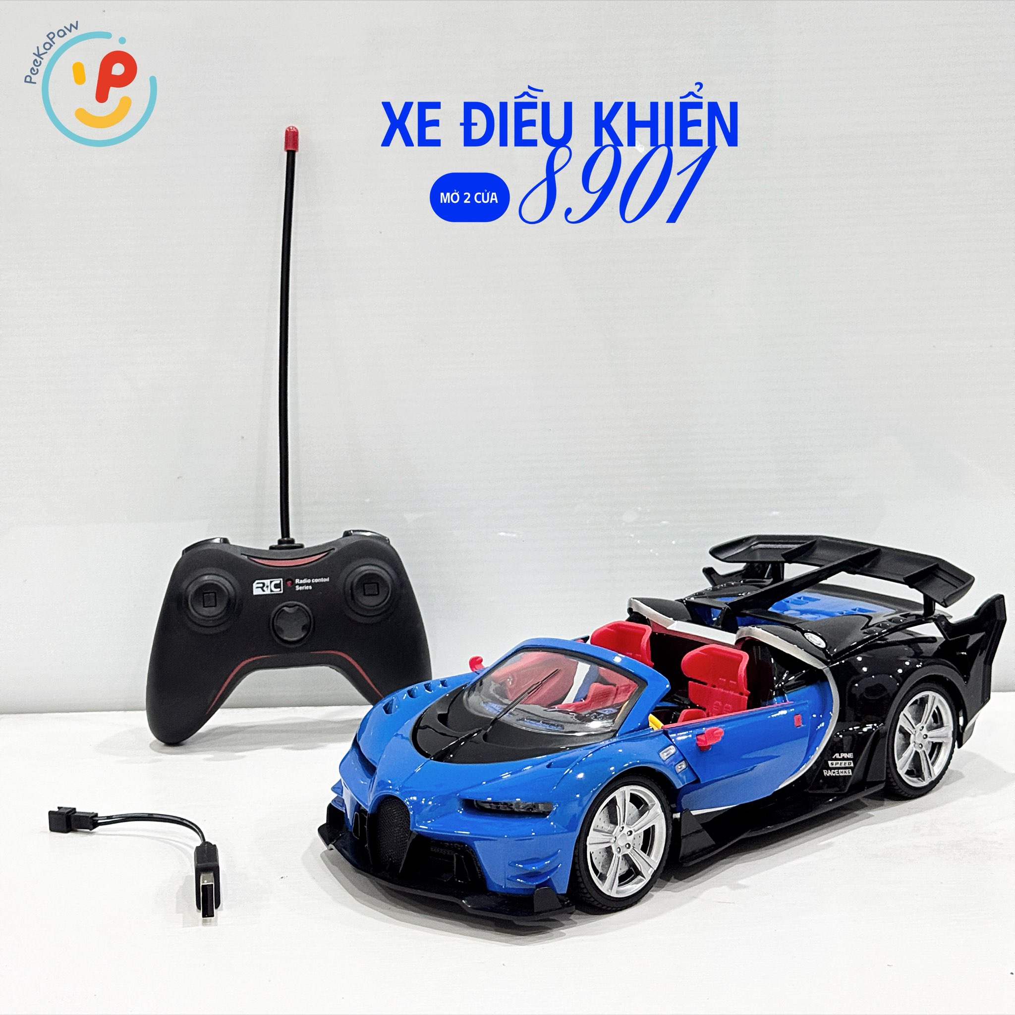 Đồ chơi xe thể thao mở 2 cửa đuôi xe điều khiển từ xa 8901 - Peekaboo Toys