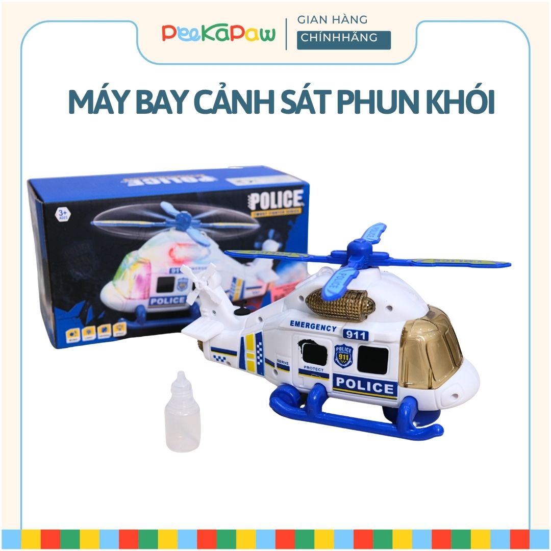 Máy Bay Trực Thăng Cảnh Sát Phun Khói 8842 Có Đèn Nhạc PeeKaPaw Toys