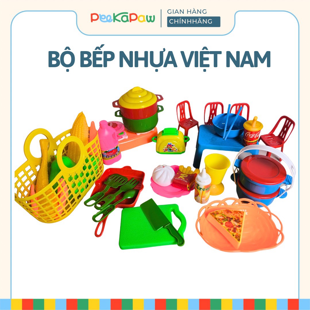 Túi đồ chơi nhà bếp nấu ăn Bích Phương nhiều chi tiết kích cỡ hàng Việt Nam PeeKaPaw Toys