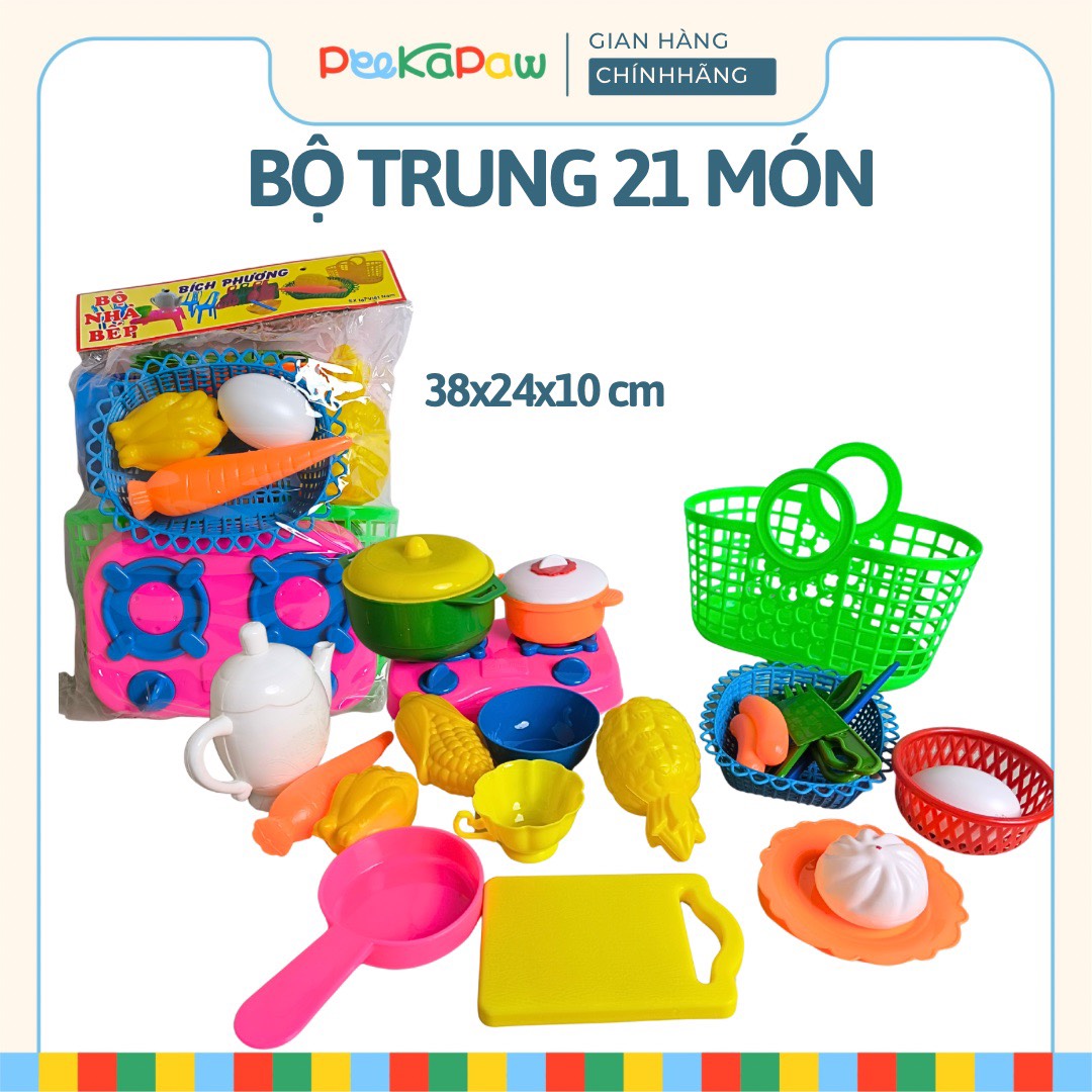 Túi đồ chơi nhà bếp nấu ăn Bích Phương nhiều chi tiết kích cỡ hàng Việt Nam PeeKaPaw Toys