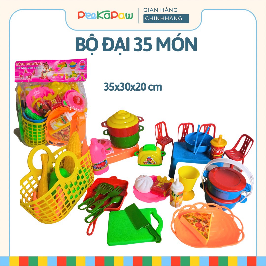 Túi đồ chơi nhà bếp nấu ăn Bích Phương nhiều chi tiết kích cỡ hàng Việt Nam PeeKaPaw Toys