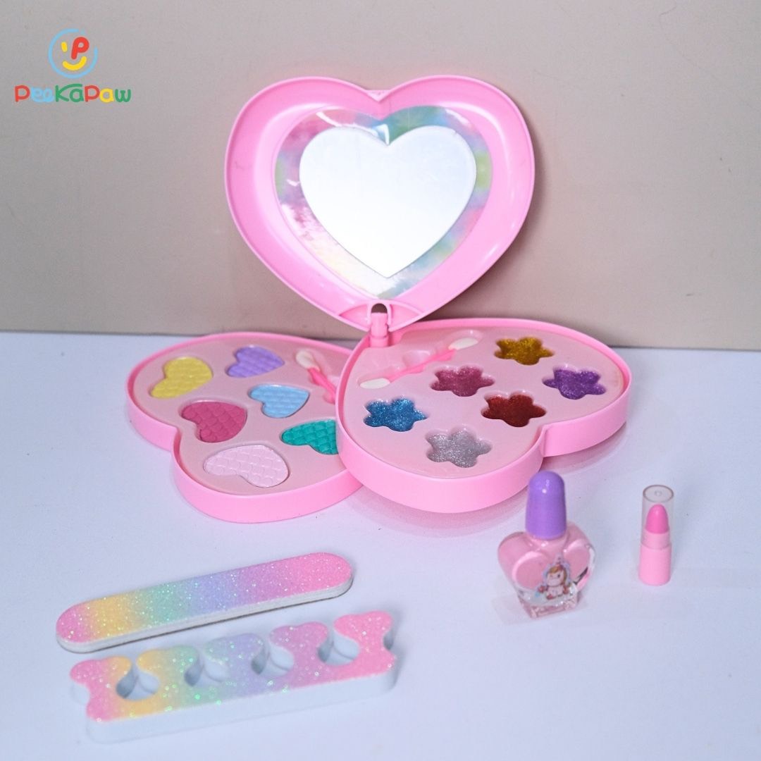 Bộ đồ chơi trang điểm cho bé hộp phấn kỳ lân 3 tầng có gương son môi PeeKaPaw Toys