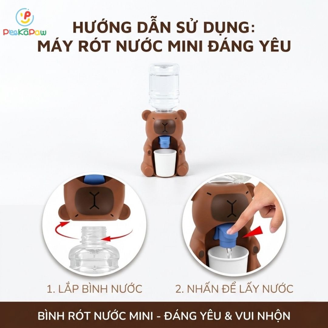 Bình rót nước mini cho bé hình Capybara có vòi kèm cốc 678-1 PeeKaPaw Toys
