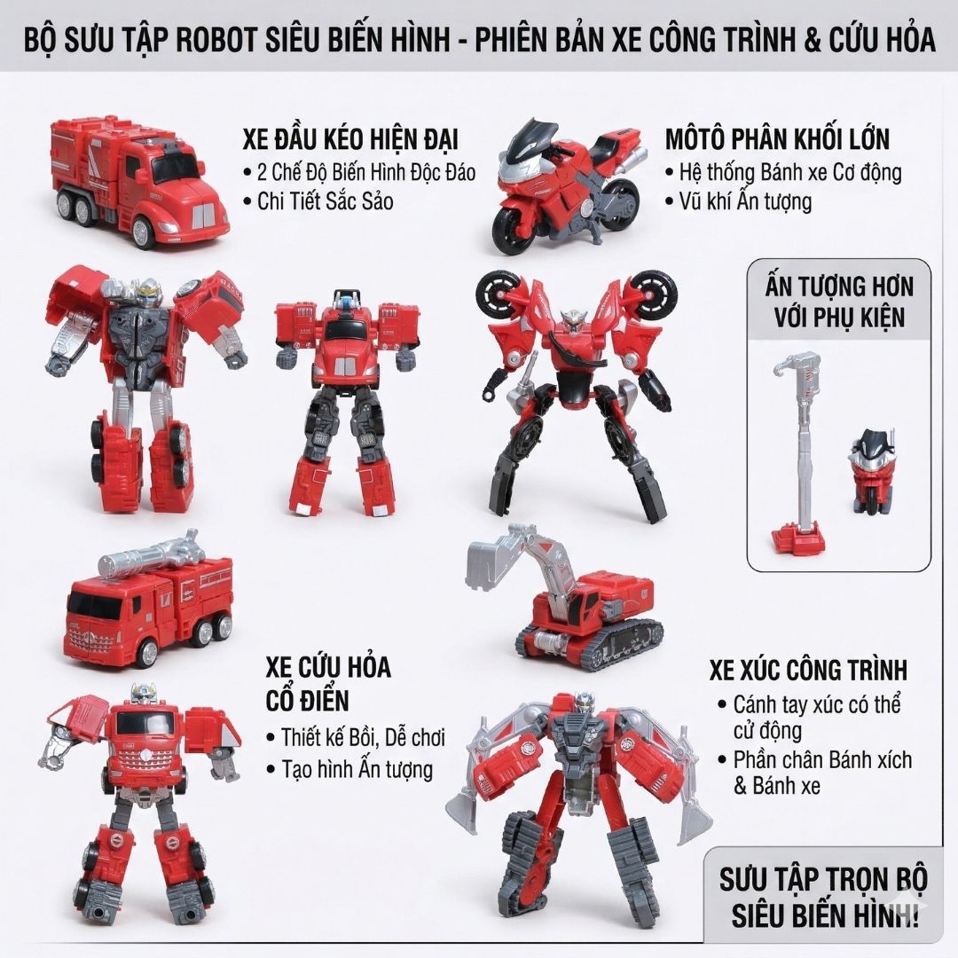 Đồ Chơi Lắp Ráp Robot Biến Hình 5 Mẫu Xe 788-91 PeeKaPaw Toys