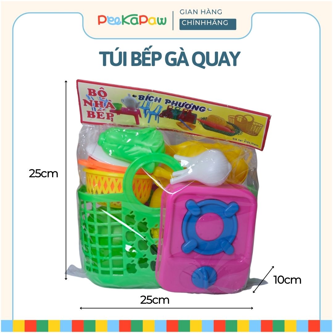 Túi đồ chơi nhà bếp nấu ăn Bích Phương nhiều chi tiết kích cỡ hàng Việt Nam PeeKaPaw Toys