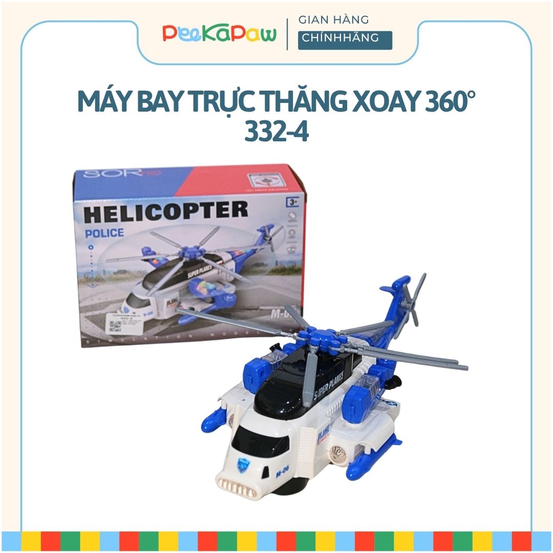 Máy Bay Trực Thăng Xoay 360 Độ Có Đèn Nhạc 332-4 PeeKaPaw Toys