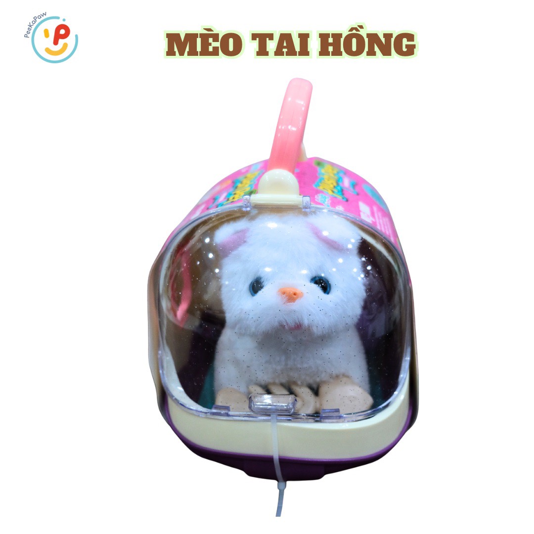 Đồ chơi vali thú cưng lồng mèo bông chó bông biết đi kêu vẫy đuôi kèm phụ kiện PeeKaPaw Toys