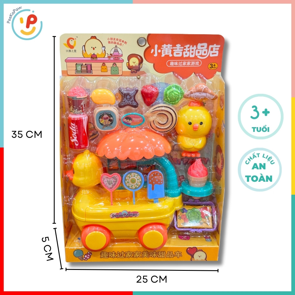Bộ xe đẩy bán kem vịt vàng 328-59 kèm phụ kiện – Peekapaw Toys