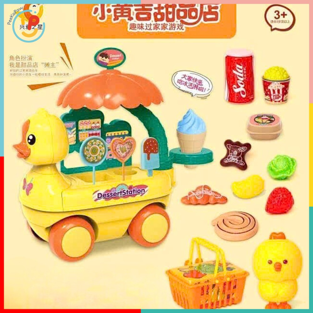 Bộ xe đẩy bán kem vịt vàng 328-59 kèm phụ kiện – Peekapaw Toys