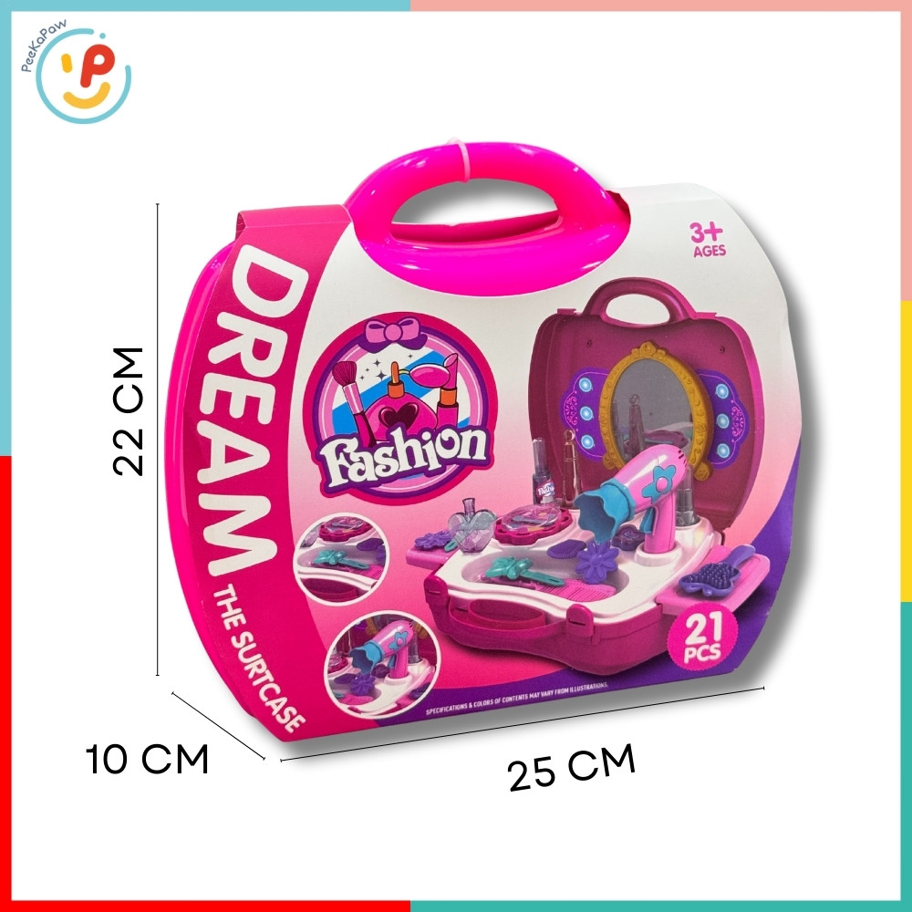 Vali Đồ Chơi Dụng Cụ Làm Đẹp Cho Bé 8228 – Bộ Trang Điểm Mini Gương, Lược, Máy Sấy Tóc, Son PeeKaPaw Toys