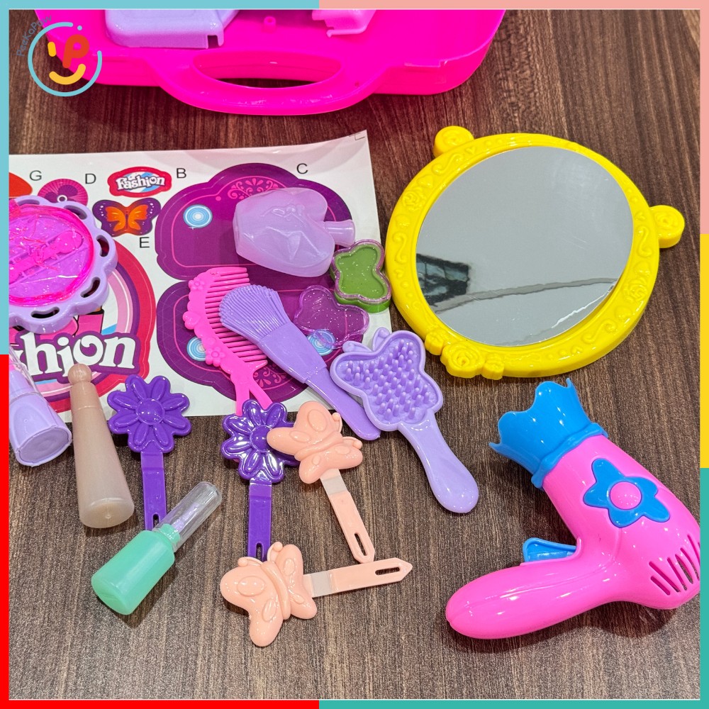 Vali Đồ Chơi Dụng Cụ Làm Đẹp Cho Bé 8228 – Bộ Trang Điểm Mini Gương, Lược, Máy Sấy Tóc, Son PeeKaPaw Toys