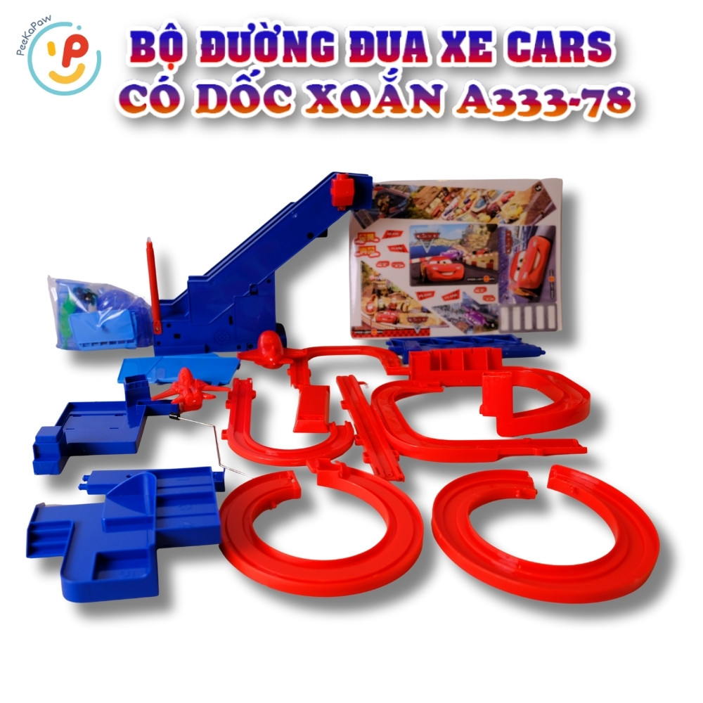 Bộ đường đua xe Cars A333-78 có dốc xoắn kèm xe đồ chơi cho bé – PeeKaPaw Toys