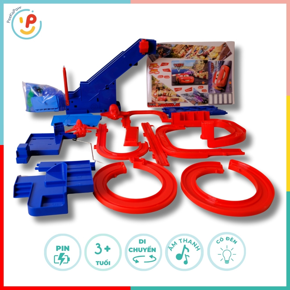 Bộ đường đua xe Cars A333-78 có dốc xoắn kèm xe đồ chơi cho bé – PeeKaPaw Toys