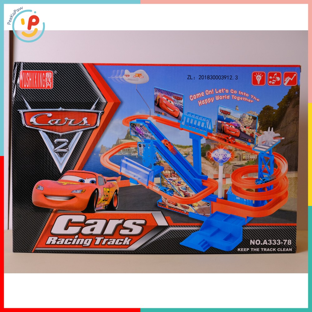 Bộ đường đua xe Cars A333-78 có dốc xoắn kèm xe đồ chơi cho bé – PeeKaPaw Toys