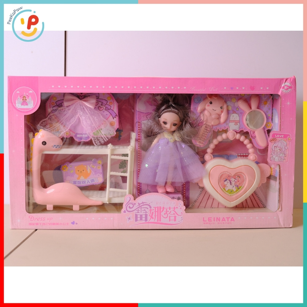 Bộ búp bê công chúa A286-78 kèm phụ kiện trang điểm và giường ngủ – PeeKaPaw Toys