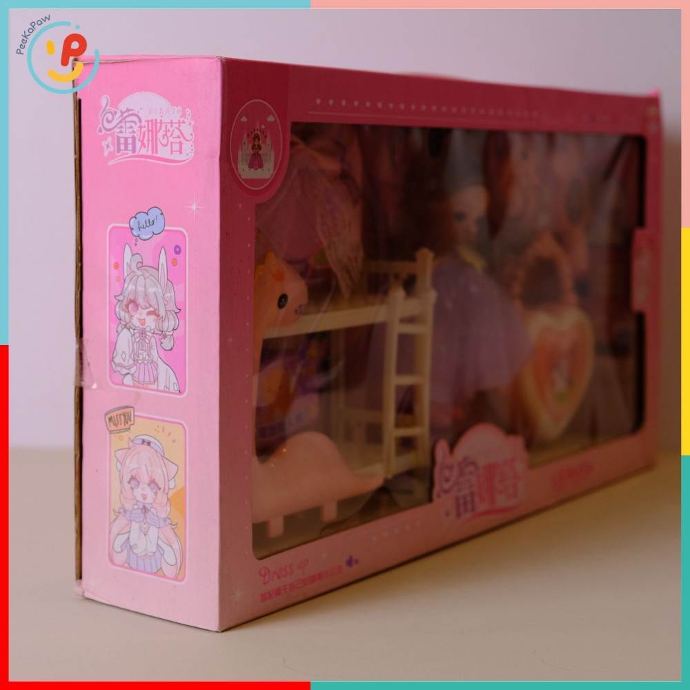 Bộ búp bê công chúa A286-78 kèm phụ kiện trang điểm và giường ngủ – PeeKaPaw Toys