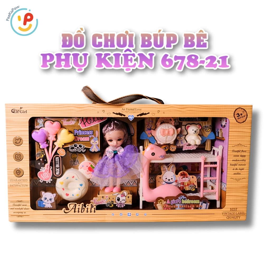 Bộ búp bê công chúa 678-21 kèm phụ kiện phòng ngủ dễ thương cho bé – PeeKaPaw Toys