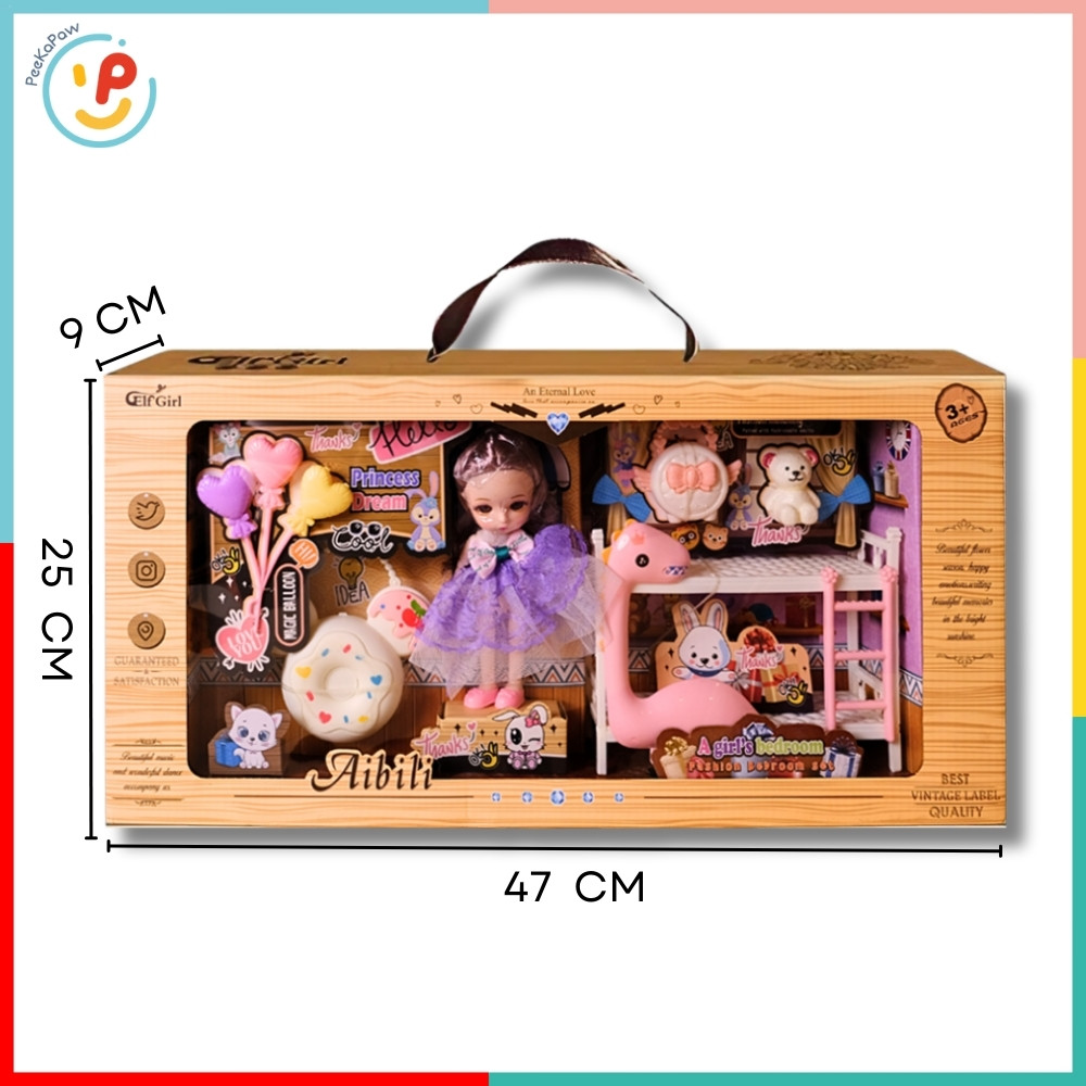 Bộ búp bê công chúa 678-21 kèm phụ kiện phòng ngủ dễ thương cho bé – PeeKaPaw Toys