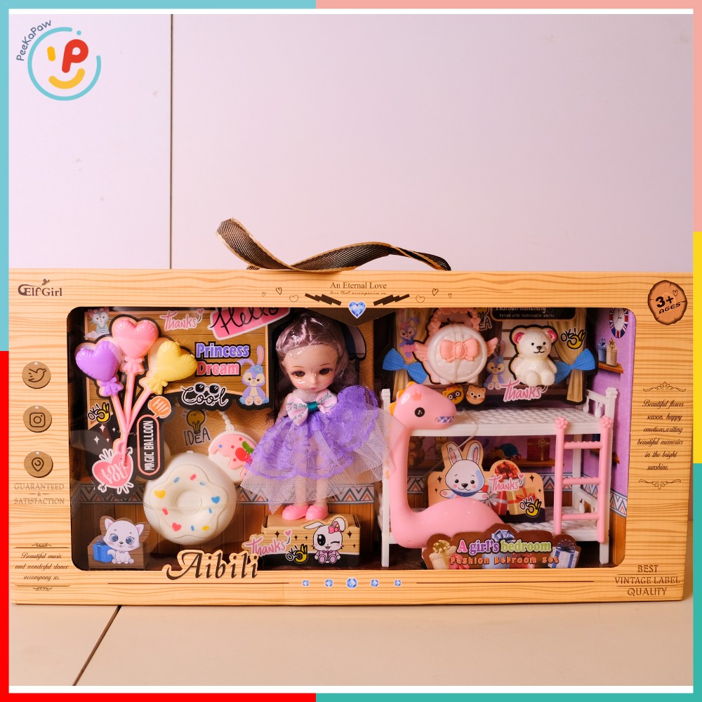 Bộ búp bê công chúa 678-21 kèm phụ kiện phòng ngủ dễ thương cho bé – PeeKaPaw Toys