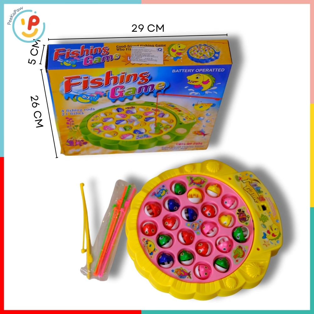 Trò chơi câu cá điện tử 2516 xoay tự động kèm 4 cần câu cho bé – PeeKaPaw Toys
