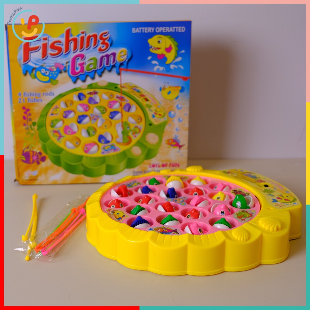 Trò chơi câu cá điện tử 2516 xoay tự động kèm 4 cần câu cho bé – PeeKaPaw Toys