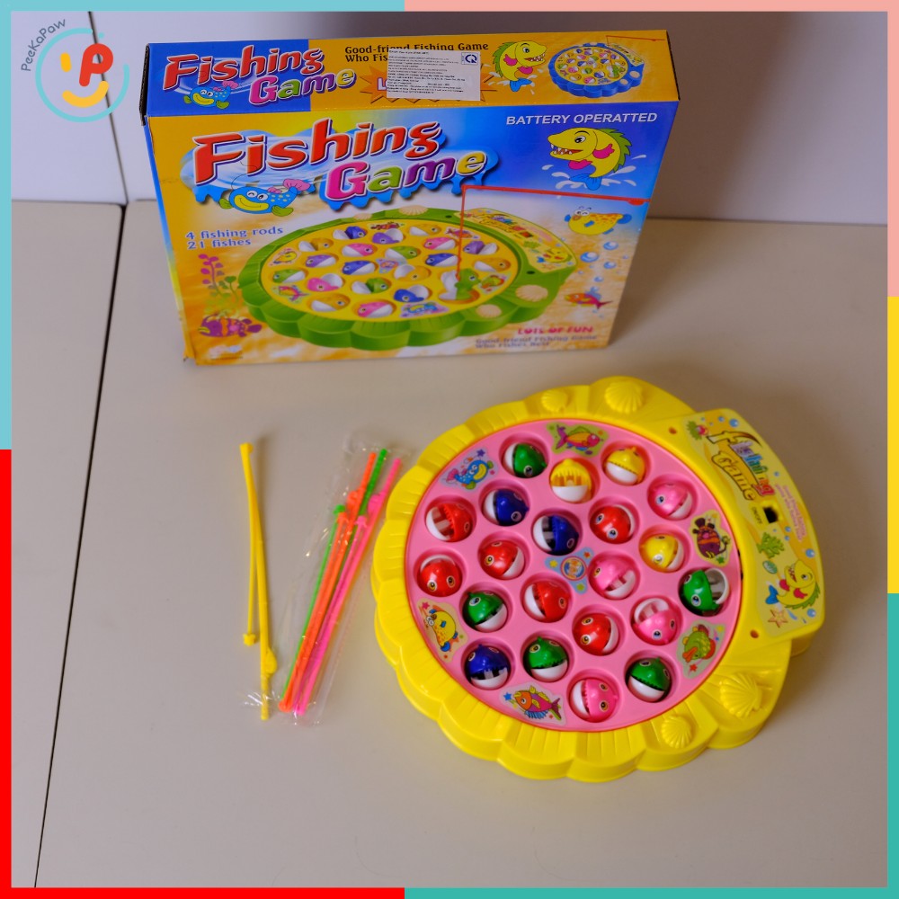 Trò chơi câu cá điện tử 2516 xoay tự động kèm 4 cần câu cho bé – PeeKaPaw Toys