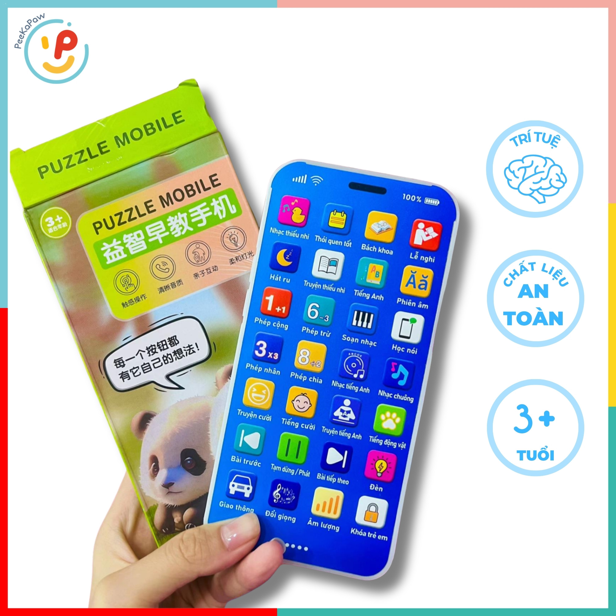 Điện thoại đồ chơi thông minh có nhạc đọc truyện học toán tiếng Việt cho bé 001 – PeeKaPaw Toys