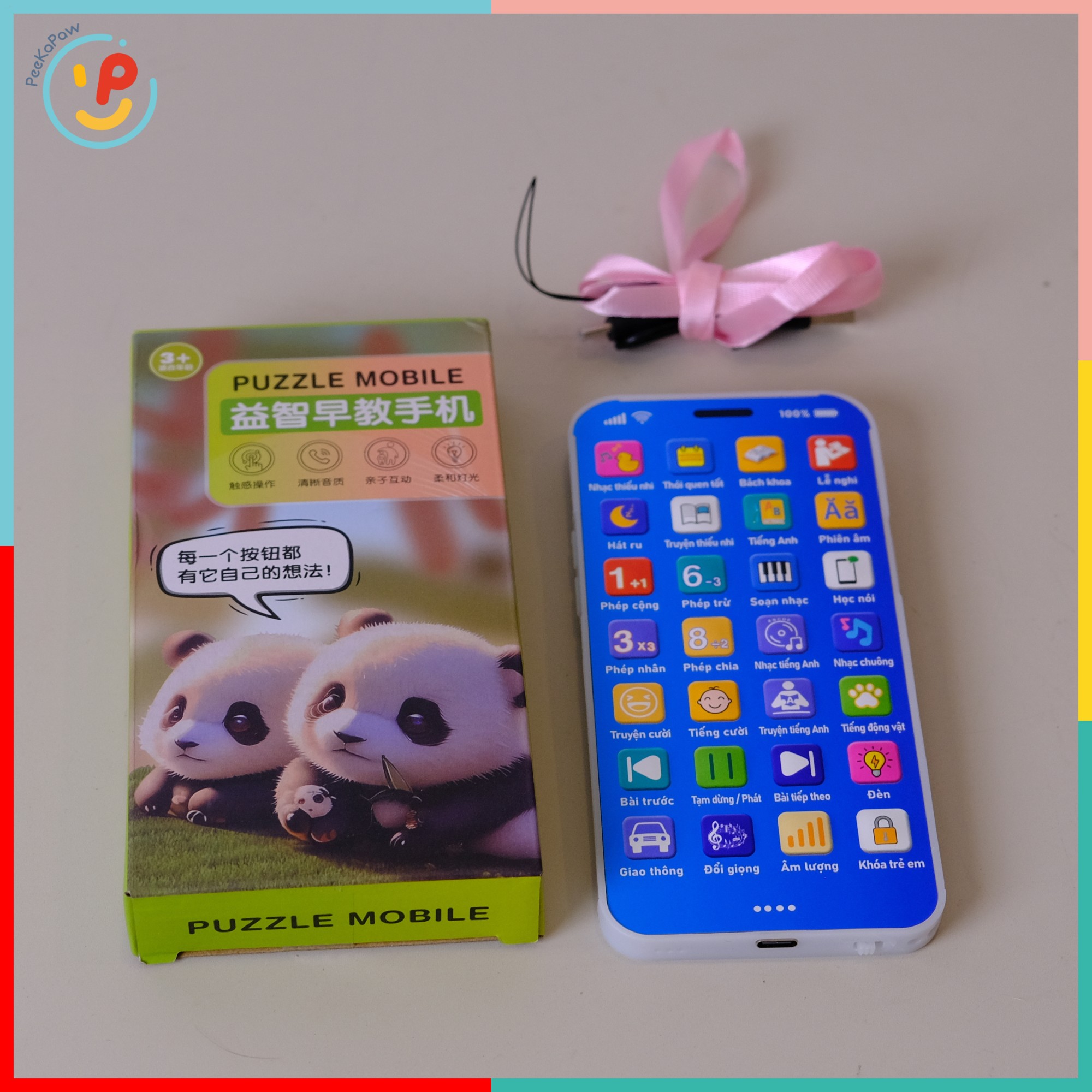 Điện thoại đồ chơi thông minh có nhạc đọc truyện học toán tiếng Việt cho bé 001 – PeeKaPaw Toys