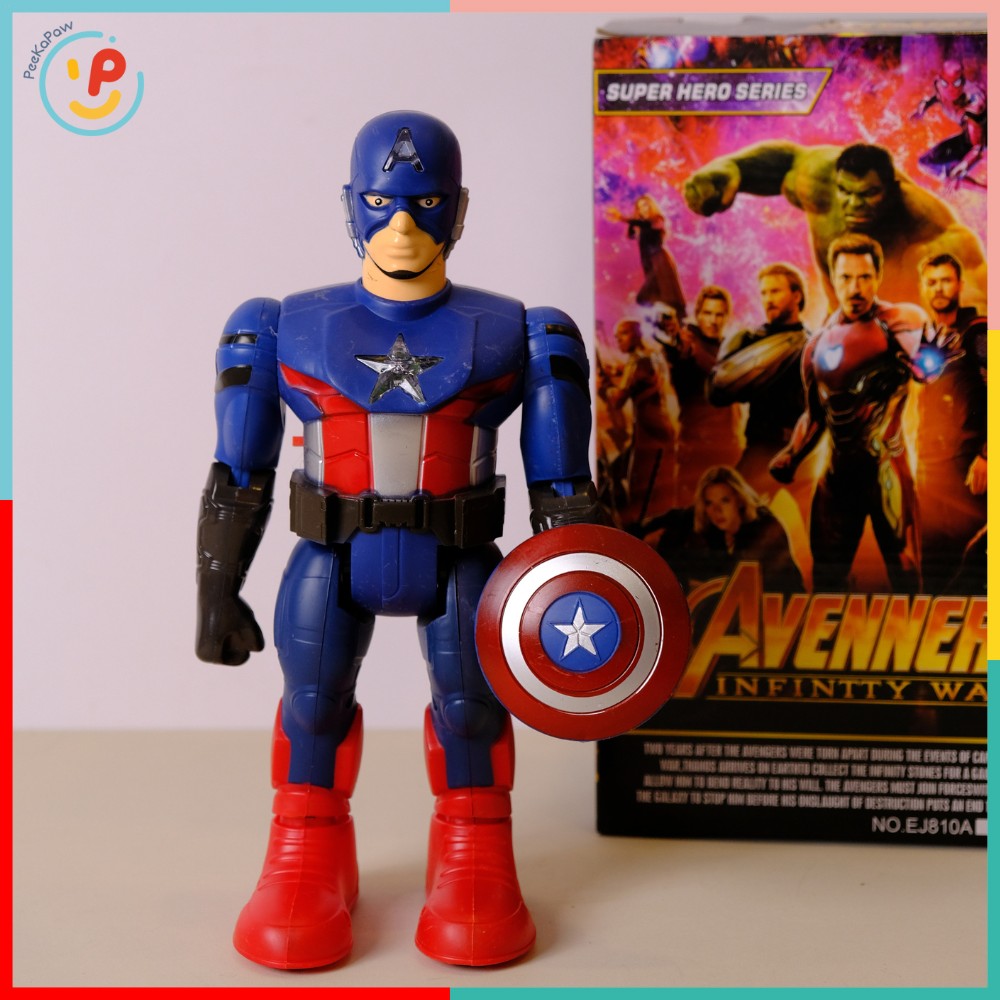 Đồ chơi siêu nhân Avengers 810 có đèn nhạc đi bộ mô hình siêu anh hùng Người nhện Captain Amercian– PeeKaPaw Toys
