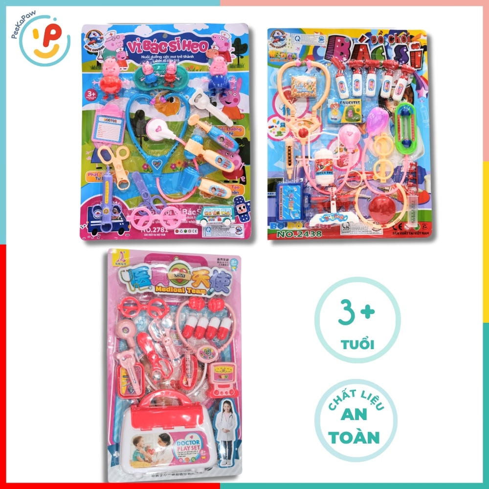 Vỉ đồ chơi dụng cụ bác sĩ đồ chơi nhập vai cho bé hàng Việt Nam PeeKaPaw Toys