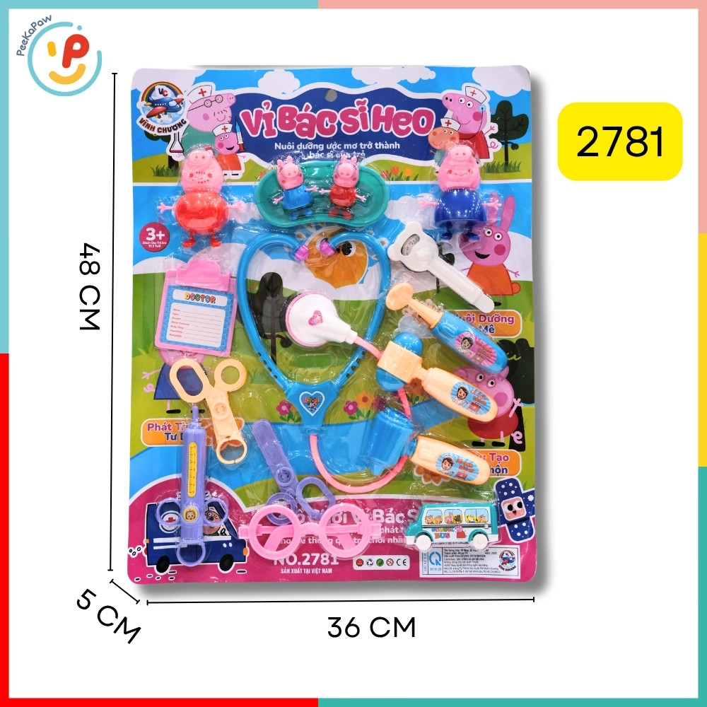 Vỉ đồ chơi dụng cụ bác sĩ đồ chơi nhập vai cho bé hàng Việt Nam PeeKaPaw Toys