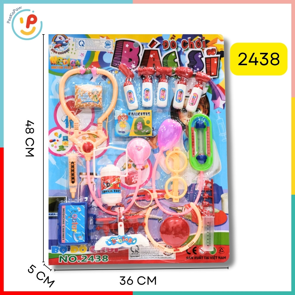 Vỉ đồ chơi dụng cụ bác sĩ đồ chơi nhập vai cho bé hàng Việt Nam PeeKaPaw Toys