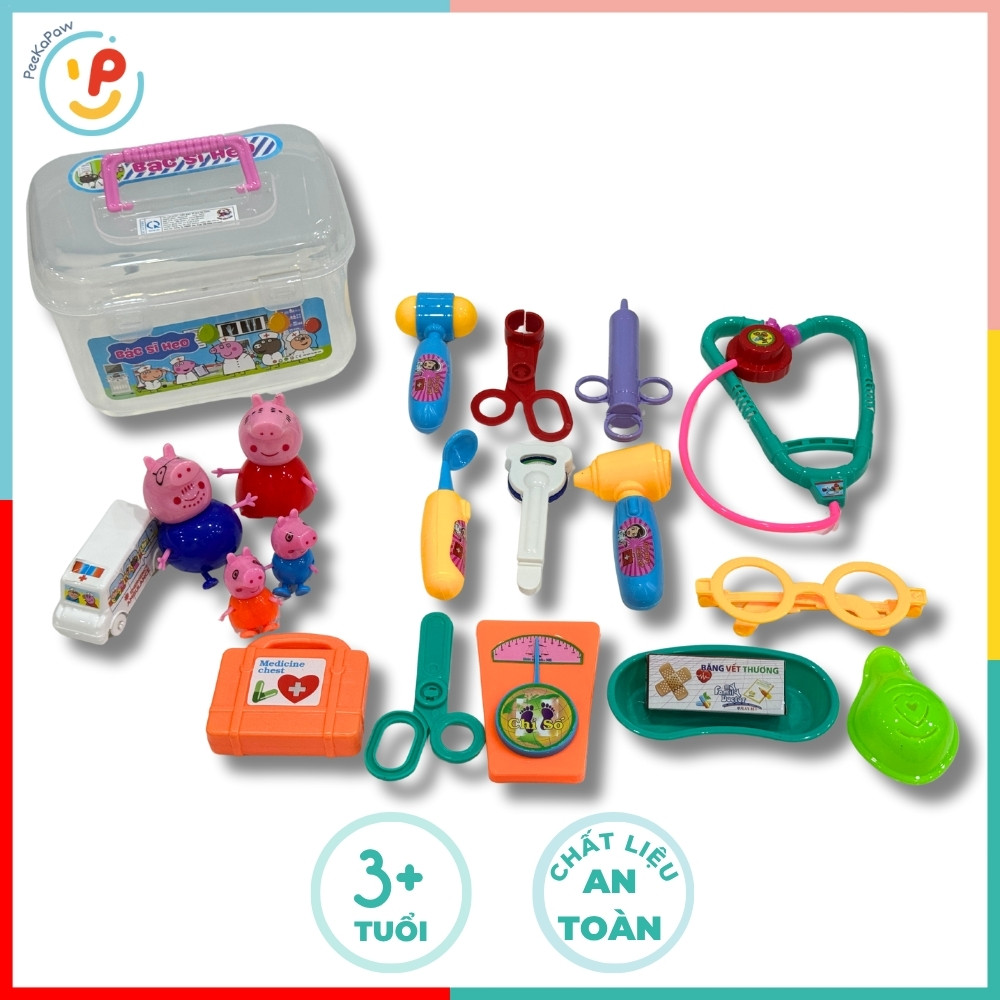 Hộp đồ chơi bác sĩ Heo Hồng 0332 kèm phụ kiện đồ chơi nhập vai hàng Việt Nam– PeeKaPaw Toys